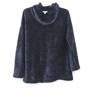 J. Jill velour cowl neck tunic top Size S blue long sleeve cozy